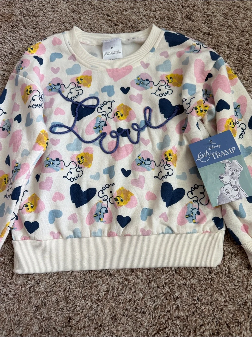 NWT DISNEY LADY AND THE TRAMP TWO PIECE FLEECE LINED SET